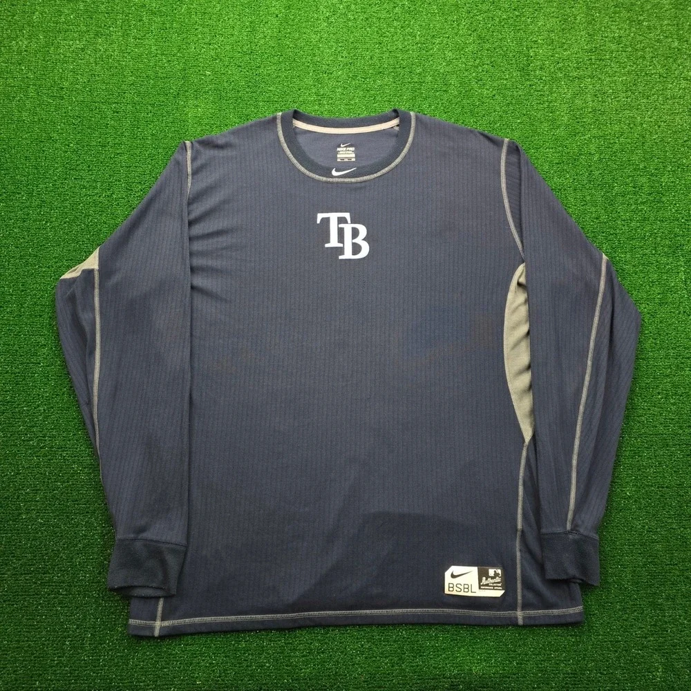 Tampa Bay Rays Nike Pro Shirt Mens 3XL Blue Long Sleeve MLB‎ Baseball Training